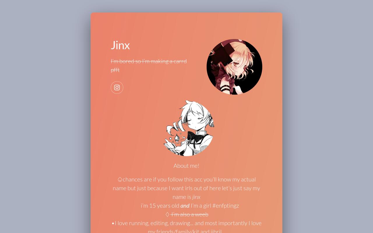 Carrd profile picture for @jinxed